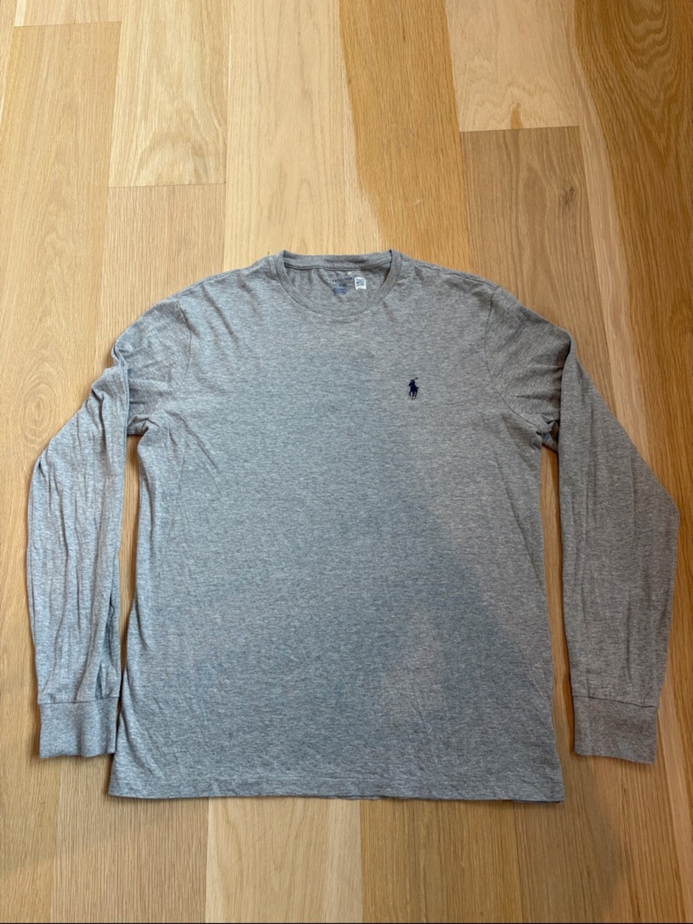Ralph Lauren Gray Long-Sleeve Crew Neck Shirt with Navy Pony size large